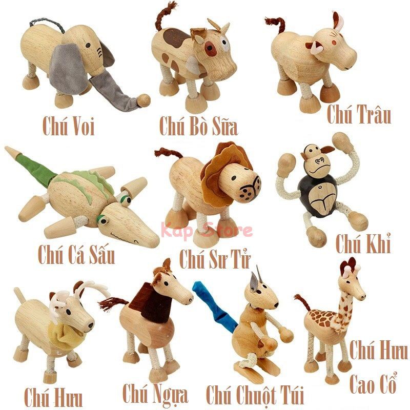 Đồ Chơi Thú Gỗ Cho Bé