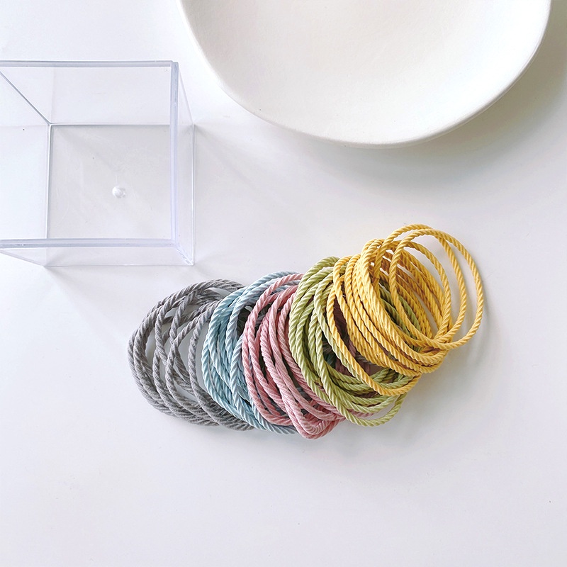 Hộp Mica 50 sợi thun cột tóc Hàn Quốc du lịch siêu dễ thương