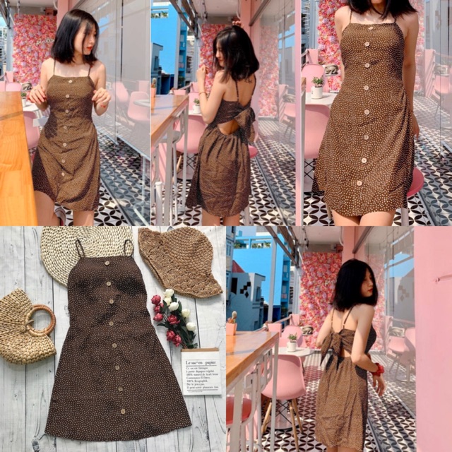 ĐẦM XINH HAI DÂY LOLI DRESS CÓ MÚT NGỰC - ĐẦM THIẾT KẾ FROM SUÔNG CỘT NƠ SAU LƯNG - CÓ BO CHUN EO ( kèm ảnh trải sàn ) | BigBuy360 - bigbuy360.vn