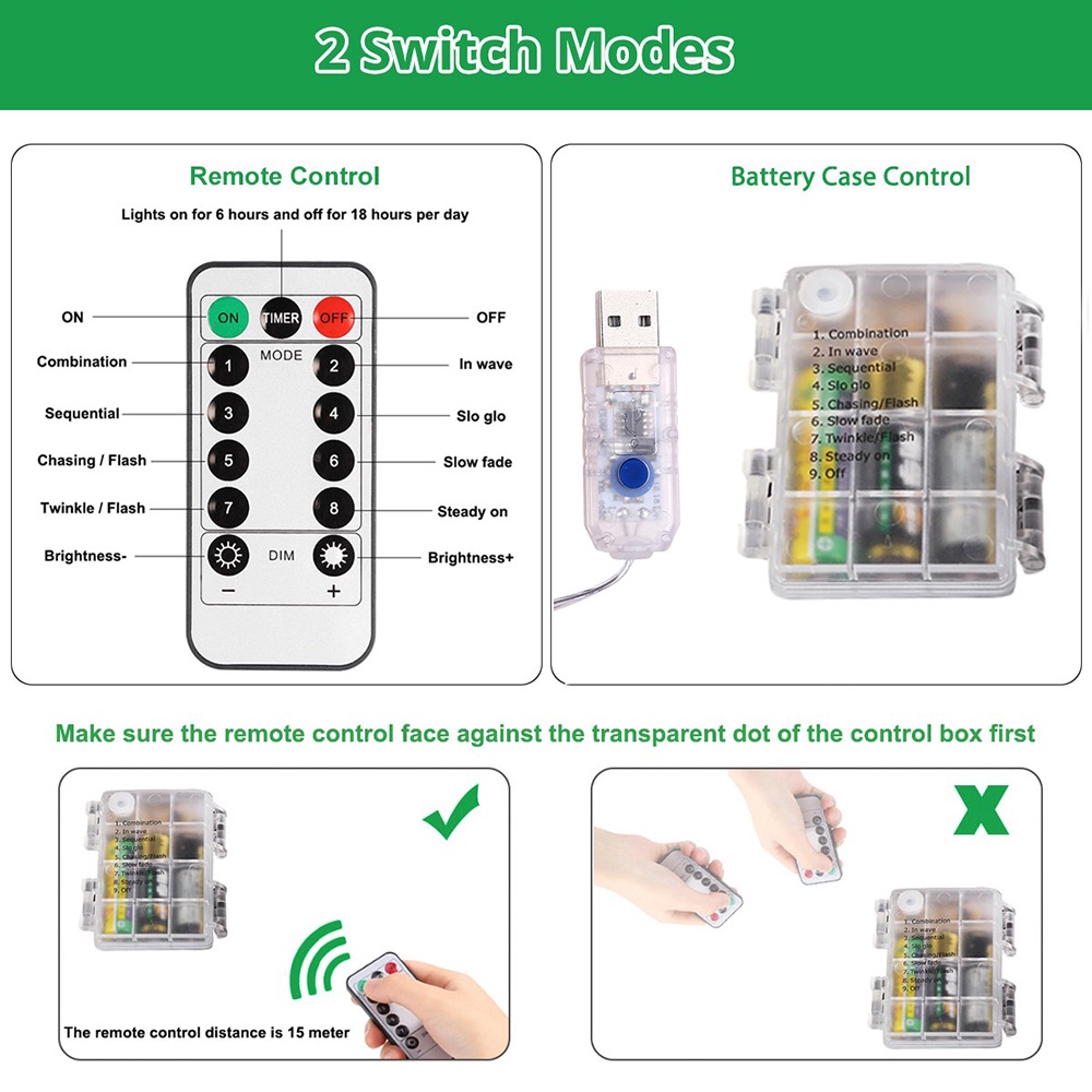 Dây Đèn Led 100 / 200 Bóng Có Điều Khiển Từ Xa Trang Trí Giáng Sinh