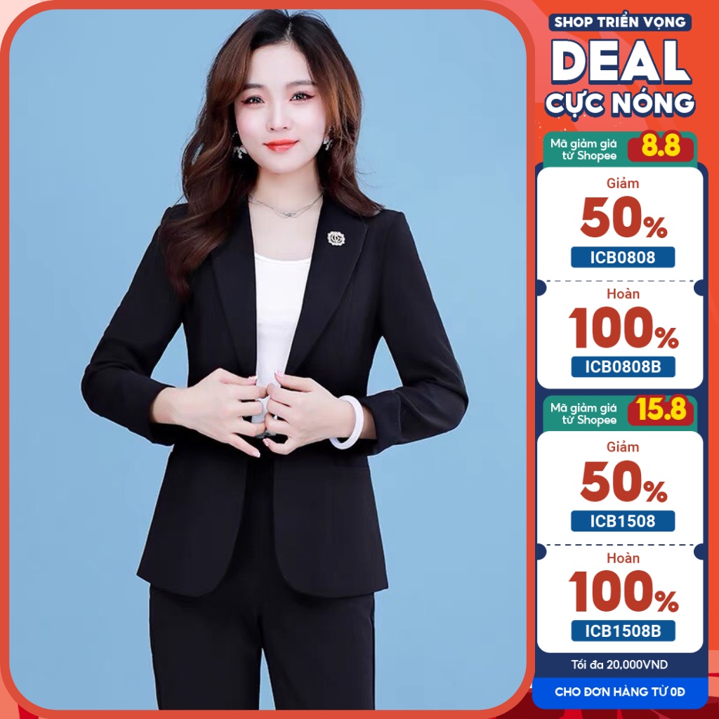 Áo vest nữ trung niên dài tay 4 mùa mềm mại, Áo vest nữ blazer hàn quốc chất liệu tuyết mưa cao cấp_AV1