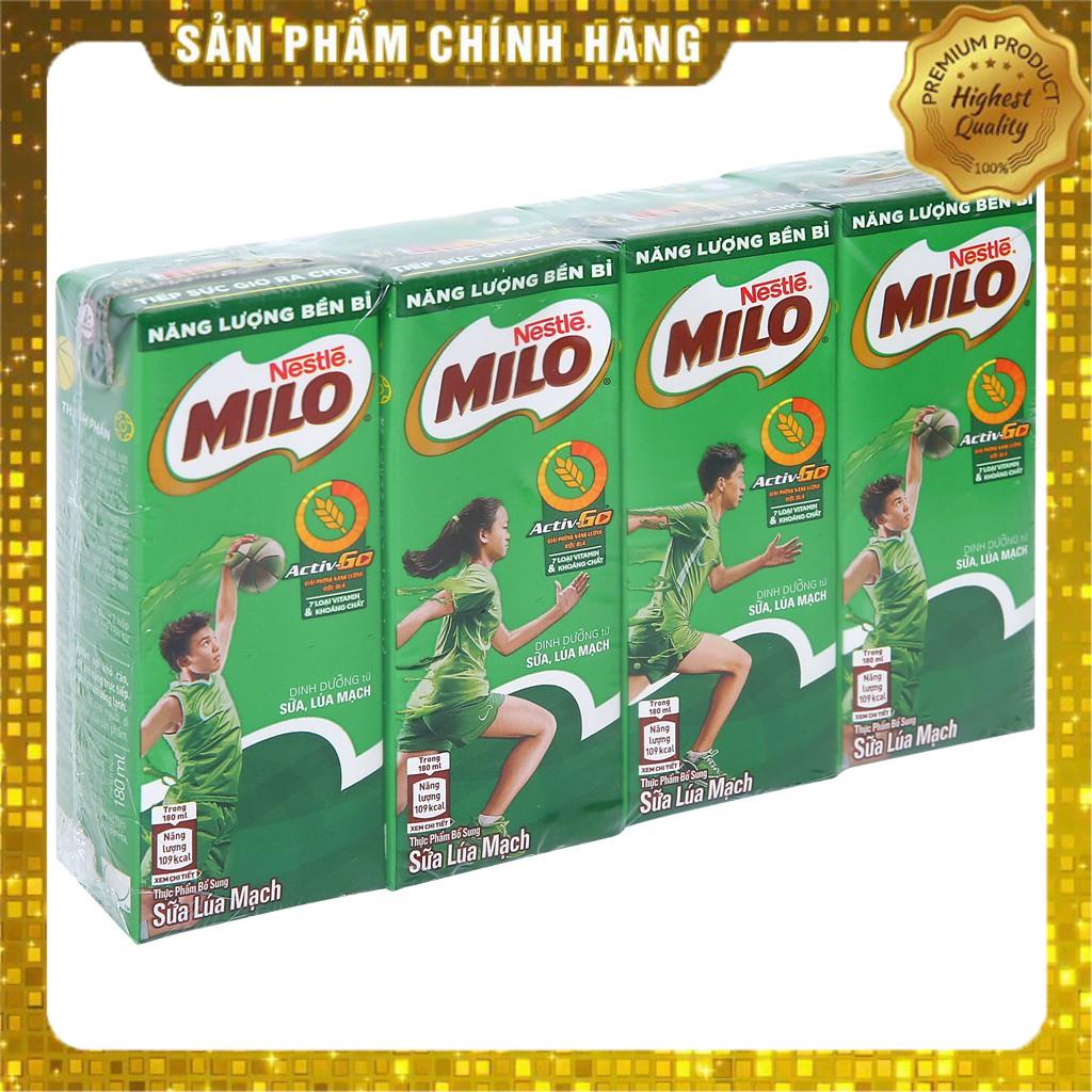 Lốc 4 Hộp Sữa Milo Lúa Mạch 180ml