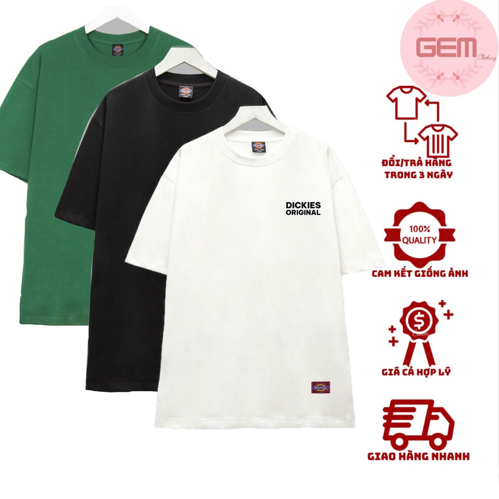 Áo phông tay lỡ nam nữ form rộng unisex DICKIES ORIGINAL chất cotton co giãn, áo thun cộc tay oversize basic cá tính
