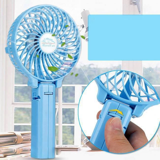 Quạt tích điện mini cầm tay 3 tốc độ mẫu trơn gấp gọn được