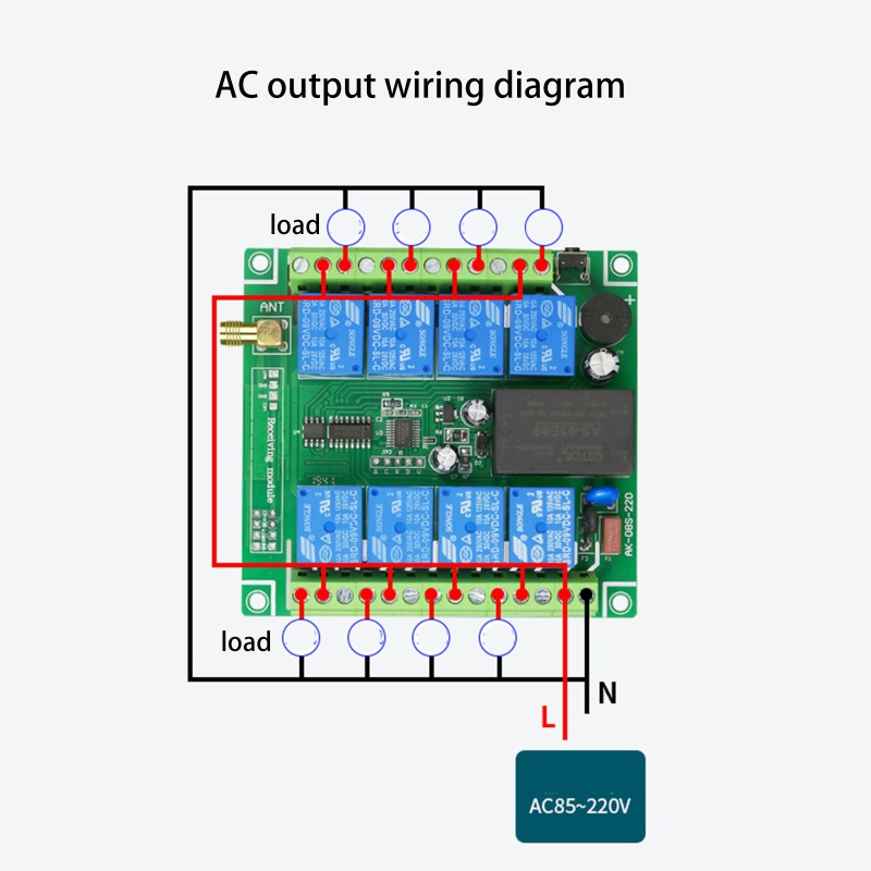 Rơ Le Điều Khiển Đèn LED Từ Xa AC 220V-380V 8CH 315 / 433 MHz