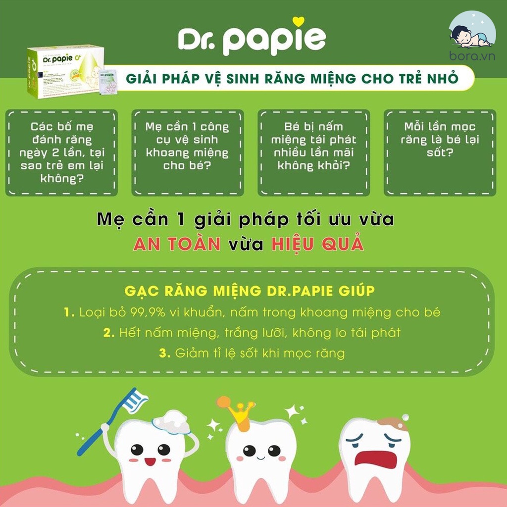 Gạc rơ lưỡi Dr Papie vệ sinh răng miệng / Rơ lưỡi Dr.Papie cho bé ⚡𝐌𝐈𝐄̂̃𝐍 𝐏𝐇𝐈́ 𝐒𝐇𝐈𝐏⚡️