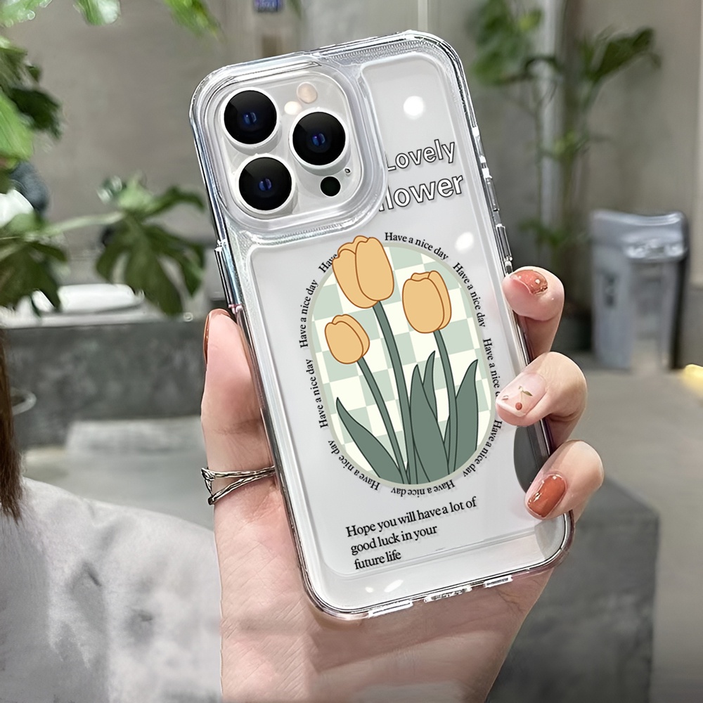 Ốp Điện Thoại Trong Suốt Hình Hoa tulip Vàng Cho iphone 14 Plus 11 13promax 12 7Plus X XS Max 7 8 SE 2020