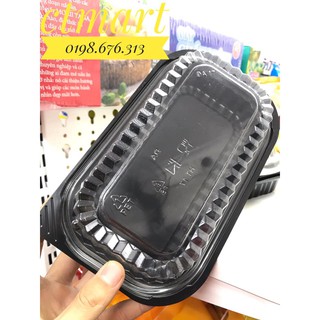 set 100 hộp nhựa chữ nhật đế đen nắp trong HT17