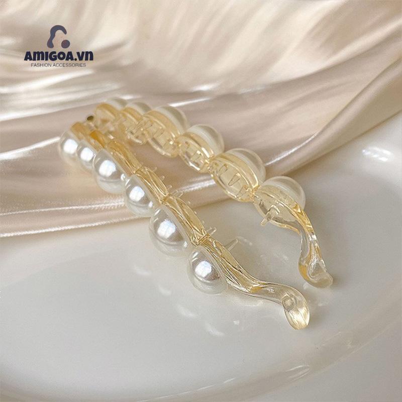 ✨✨Kẹp Tóc Acrylic Ngọc Trai Hình Nón Khí Chất Phụ Kiện Sau Đầu
