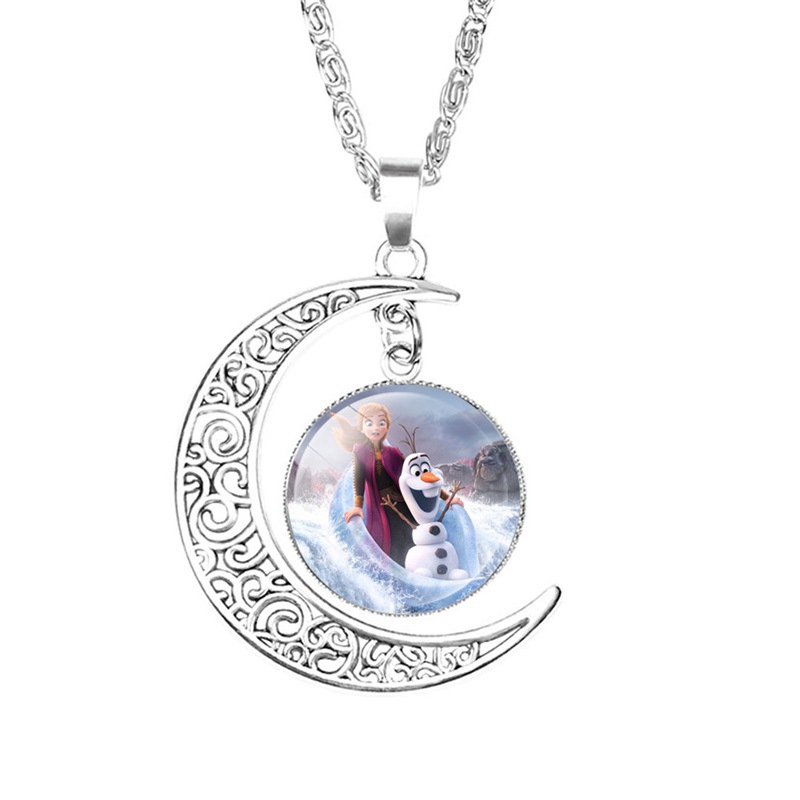 Phụ Kiện Thời Trang Bé Gái Frozen Vòng Cổ Công Chúa Anna Elsa Họa Tiết Mặt Trăng Dễ Thương Mặt Dây Chuyền Choker Dây Xích Cô Gái