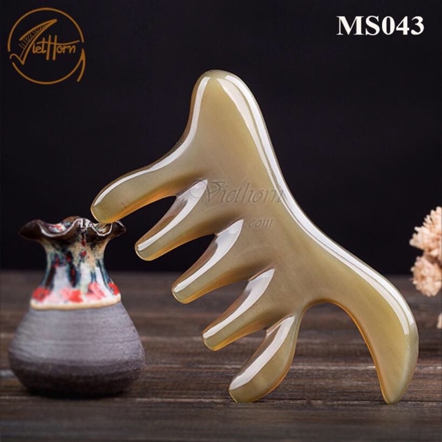 Lược massage da đầu chải tóc và bấm huyệt cạo gió VIETHORN MS 043 đen và trắng tự nhiên
