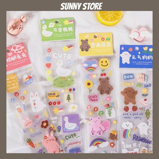 Sticker nhãn dán dài, hình dán gấu trong dễ thương trang trí sổ, đồ dùng học tập, dụng cụ, phụ kiện SUNNYSTORE