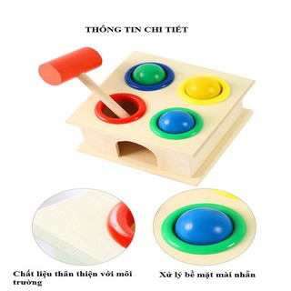 Bộ đồ chơi búa đập bóng nhiều màu sắc bằng gỗ cho bé rèn vận động tinh