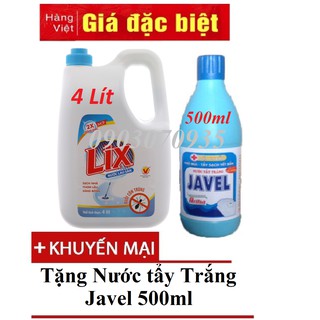 Nước lau sàn Lix đuổi côn trùng 4L Tặng Tẩy Trắng Javel 500ml