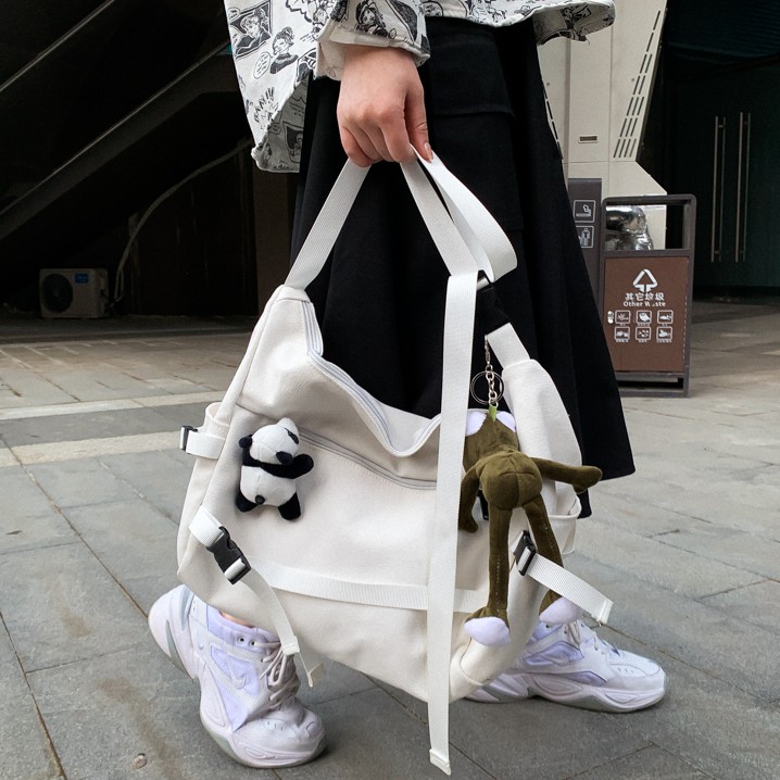 Túi đeo chéo vải canvas phong cách unisex thiết kế đơn giản