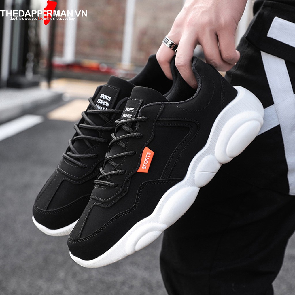 Giày thể thao sneaker nam THEDAPPERMAN XXD001 chất liệu da, đế cao su nhiệt dẻo, êm chân, chống trơn trượt, màu đen