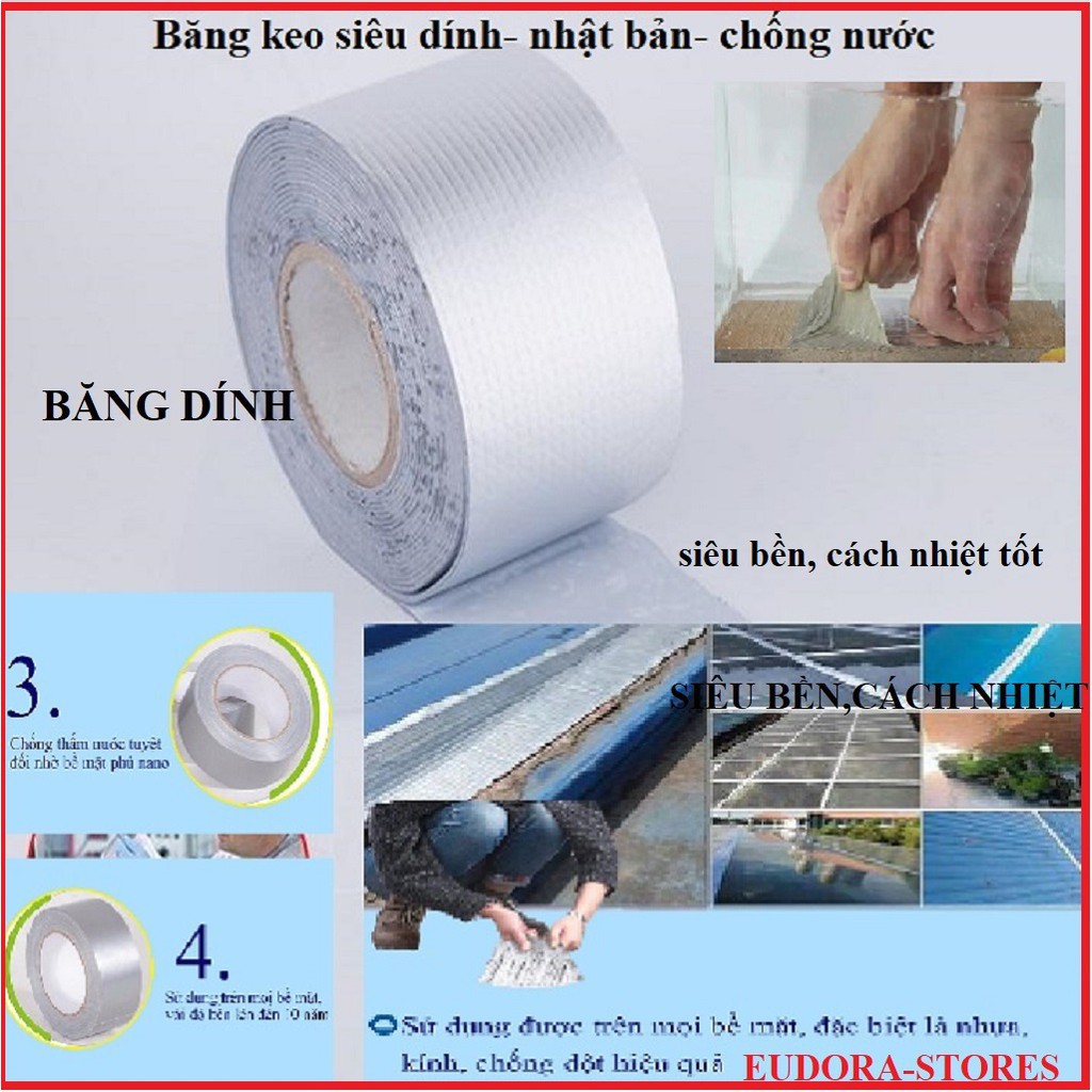 ♥️ CHuyên sỉ ♥️ băng keo siêu dính chống thấm NHật Bản( bản 10cm  dài 5m) - dán được mọi bề mặt gỗ, nhựa, tường ,tôn..