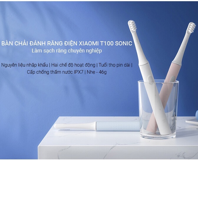 Bàn Chải Điện Xiaomi T100 Bảo Vệ Nướu , IPX 7 Kháng Nước , Đánh Răng Tự Động Hàng Chính Hãng - Bảo Hành 12 Tháng