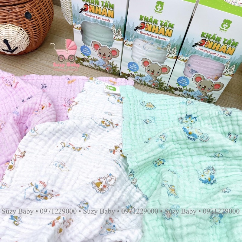 Khăn Tắm Nhăn Mipbi 100% Cotton 6 lớp