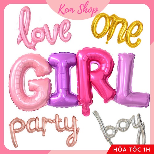Bóng chữ GIRL tông màu hồng tím pastel trang trí sinh nhật party - Kem Shop K