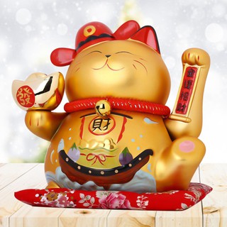Mèo Thần Tài Sứ . Mèo May Mắn Maneki Neko Màu Vàng cao 23cm . Vẩy Tay Gọi Khách Tấn Tài Tấn Lộc
