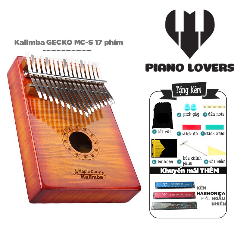 ( SẴN ) Đàn Kalimba 17 phím Gecko MC-S Gỗ Mahogany Tặng Kèm Kèn Harmonica đủ màu cao cấp - HÀNG CÓ SẴN