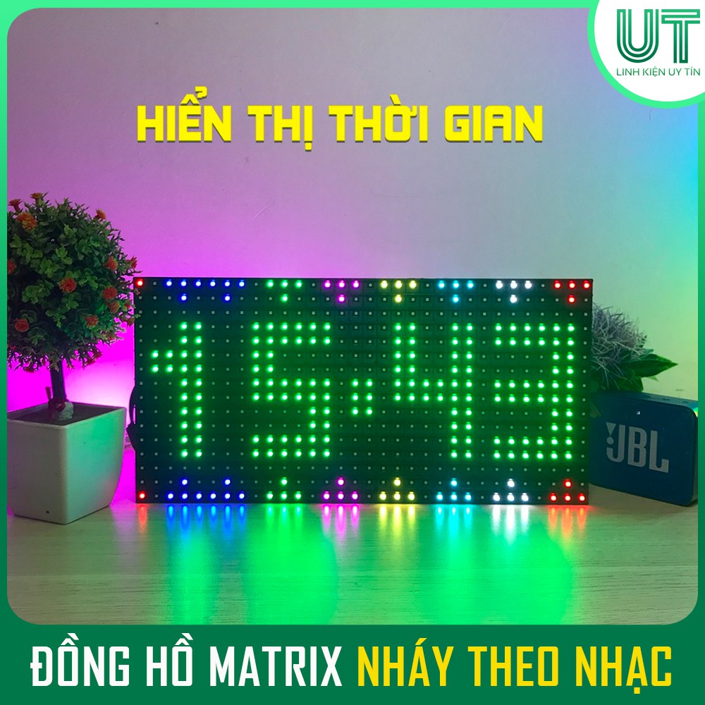 Đồng hồ MATRIX P10 nháy theo nhạc báo thời thời gian nhiệt độ (Full hiệu ứng)