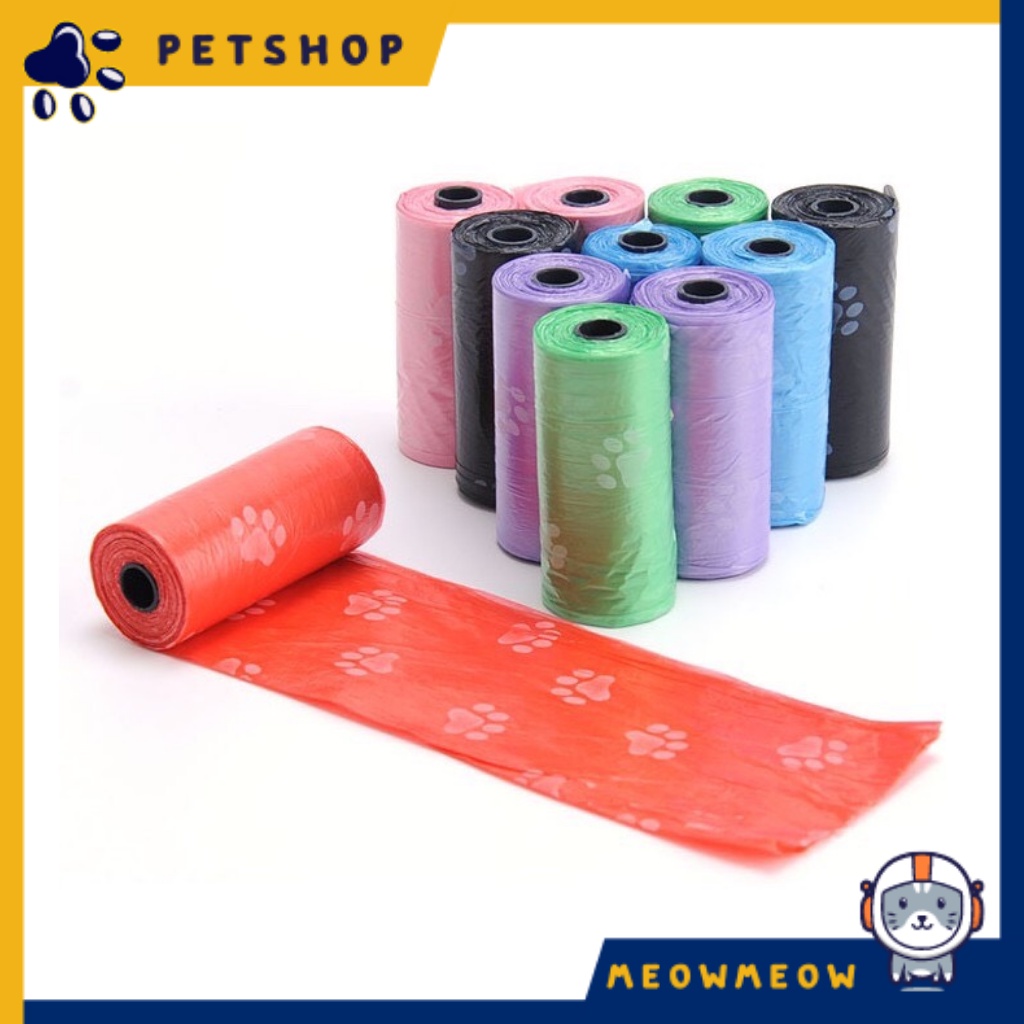 Túi đựng phân mèo tự phân hủy | Cuộn 15 túi 30x20cm.