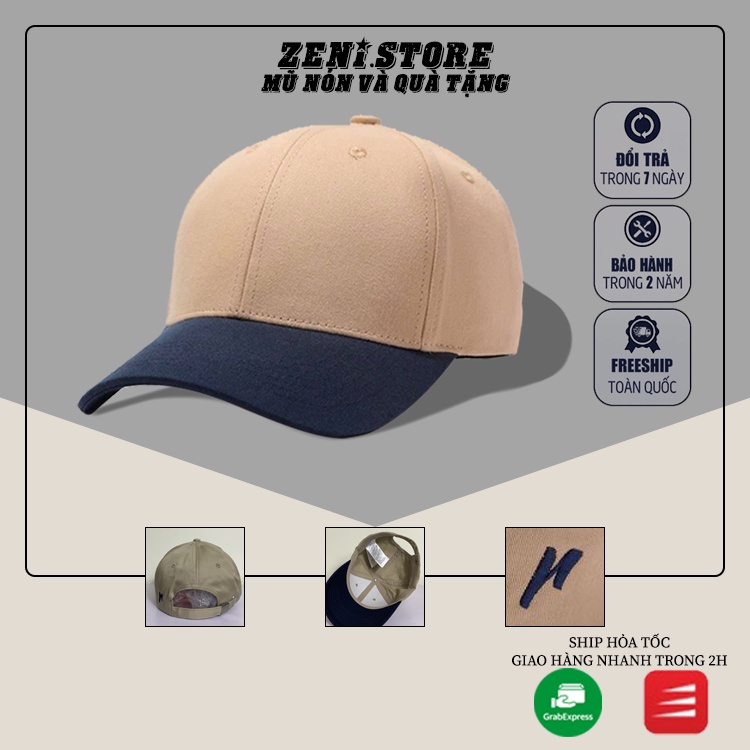 Mũ lưỡi trai,nón kết xuất khẩu Zeni Store Pha xanh Navy - Hàng VNXK - FullBox + Free Ship