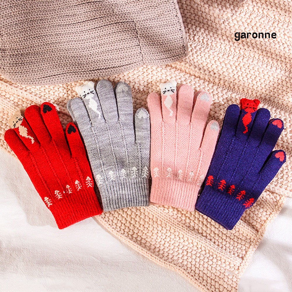 Găng Tay Mùa Đông Ấm Áp Hình Mèo Xinh Xắn Dành Cho Nữ