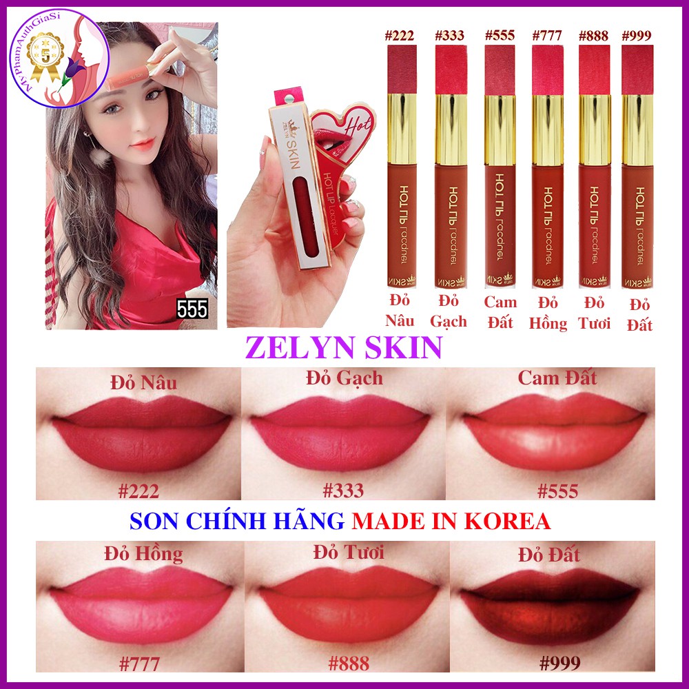 Son kem lì zelyn skin hot lip lacquer mềm mịn 22g korea