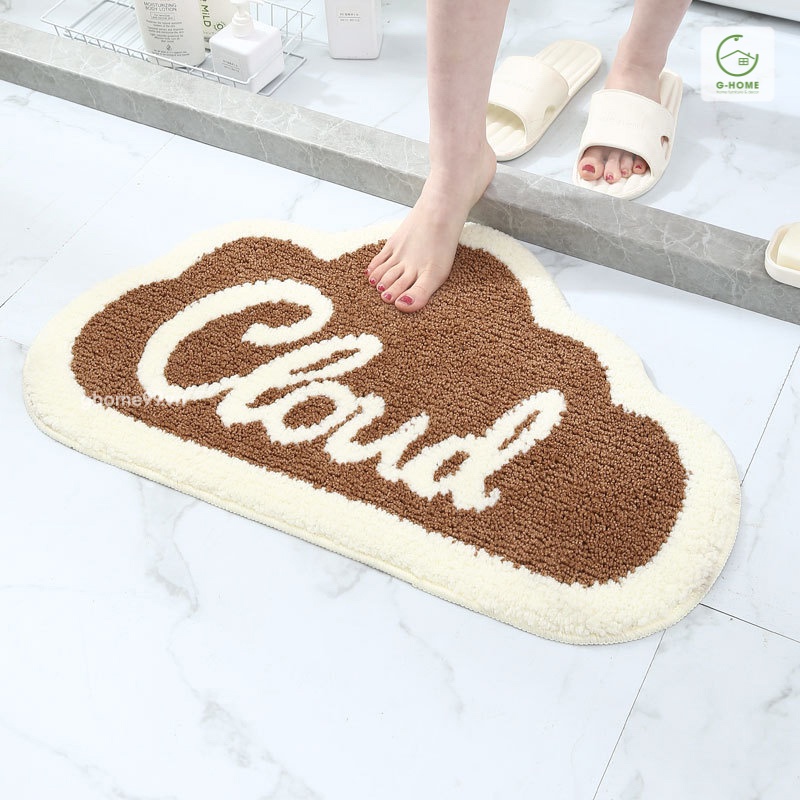 Thảm lau chân Feet/Cloud sợi len lông thấm nước cao cấp Ghome,  chống trơn trượt phòng khách, phòng tắm TC01