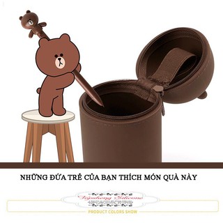 Hộp bút silicone gấu Brown Line