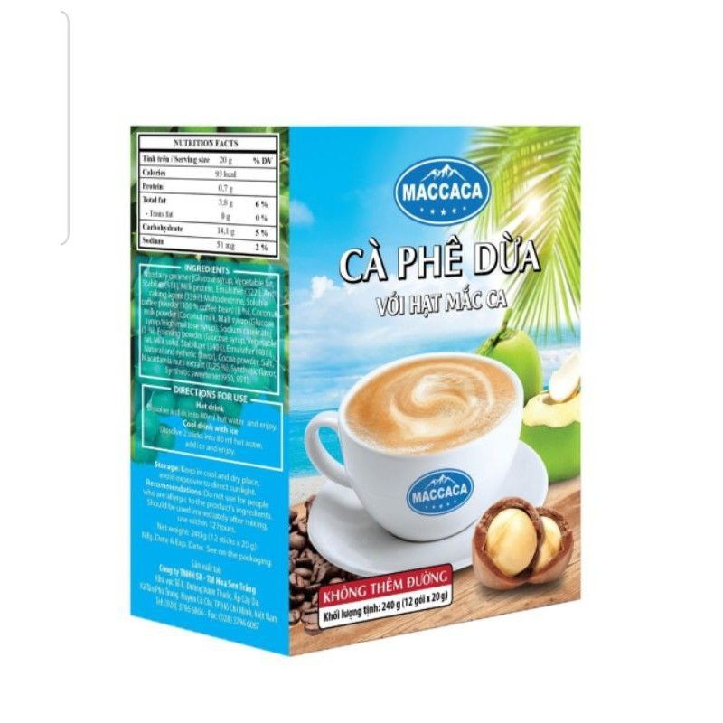 Cà phê dừa❤freeship❤MACCACA Hộp 12 gói x 20gr | BigBuy360 - bigbuy360.vn