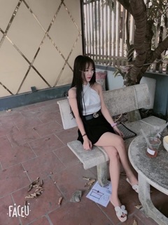 Áo phi lụa cổ yếm - kèm hình thật feedback của khách - Z7U