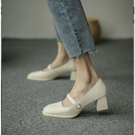 Sẵn Giày búp bê gót vuông 5cm G023 giá sale