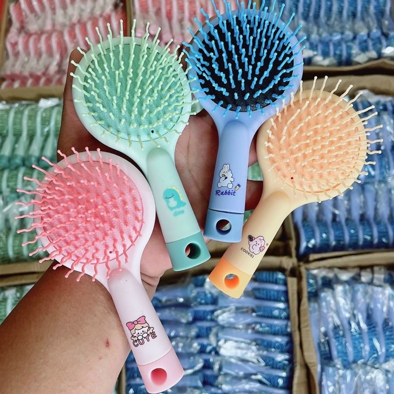 Lược kèm gương 2 trong 1 tiện lợi dành cho các bạn nữ - gương kèm lược chải tóc chống rối chống rụng tóc