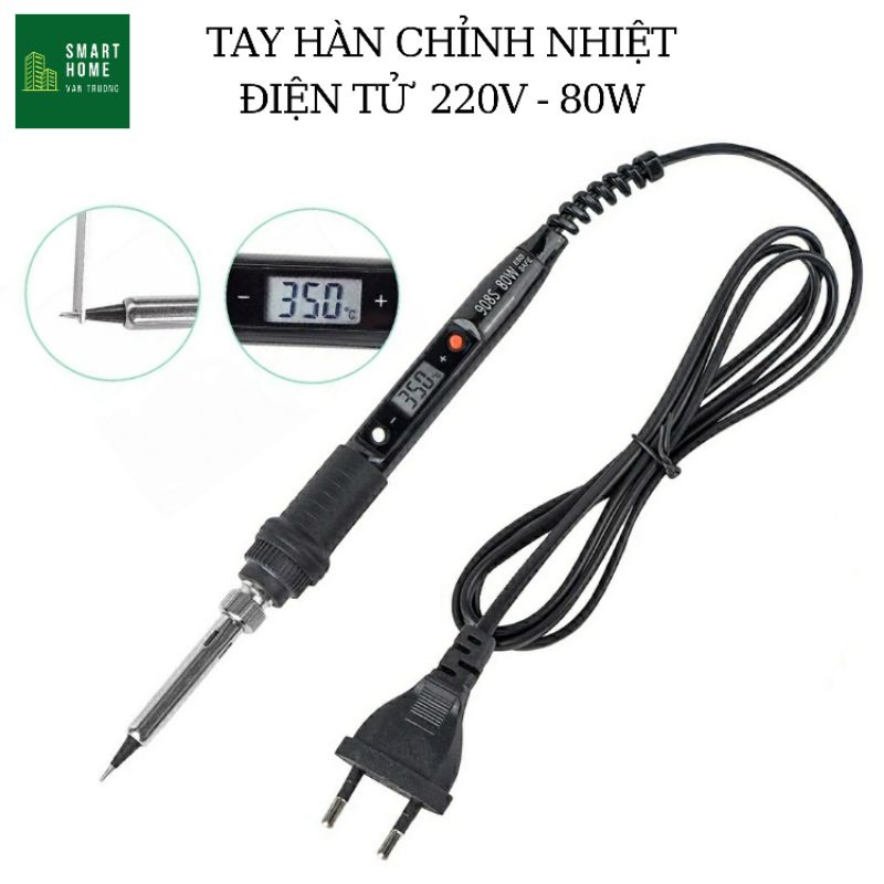 Mỏ hàn thiếc hàn chì 80w 908S màn hình LCD hiển thị nhiệt, có chỉnh nhiệt