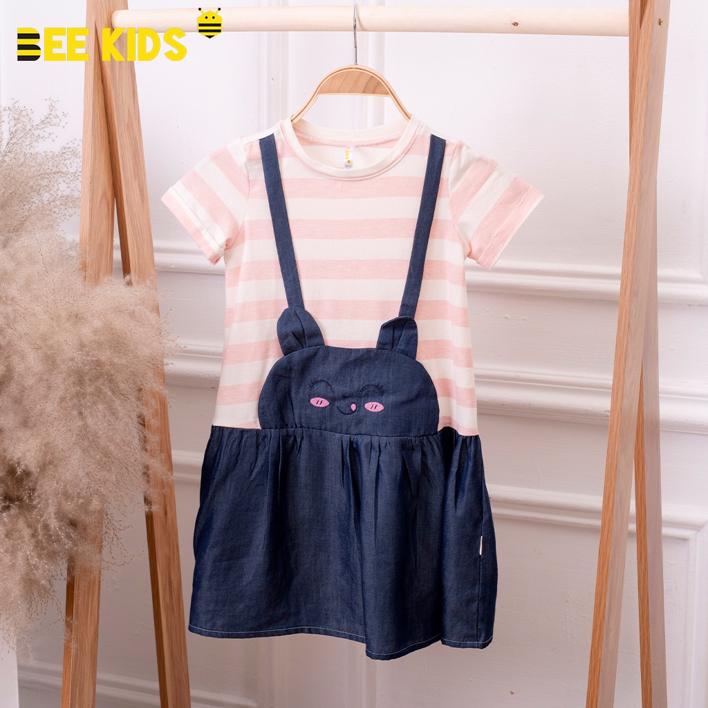 Váy Bé Gái Giả Yếm (2-6 Tuổi) Bee Kids Dáng Xòe Vải Thun Phối Jeans Lụa Cotton Cao Cấp - 1DT01687CT