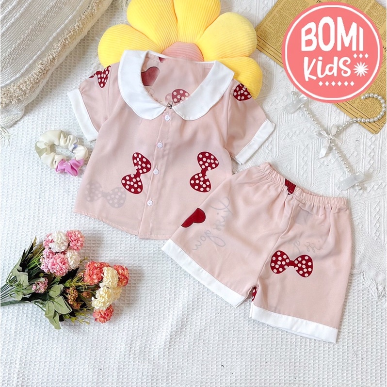 [ 10KG - 32KG ] Đồ Bộ Mặc Nhà Pijama Lụa Mango Mềm Mịn Tay Ngắn Cho Bé