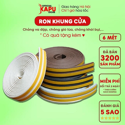 6m Ron Dán Khung Cửa (dày 2mm) Cách Âm, Ngăn Bụi, Chống Côn Trùng