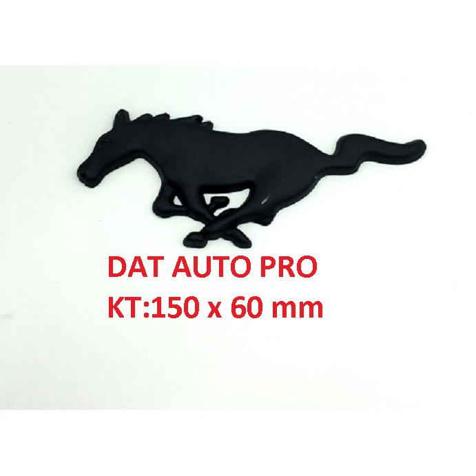 Tem Nổi 3D Kim Loại logo ngựa lớn màu đen trang trí xe oto