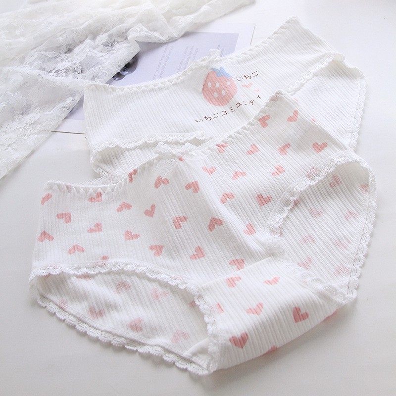 Strawberry Printed Cotton Women Underwear Elastic Breathable Panties Girls | BigBuy360 - bigbuy360.vn