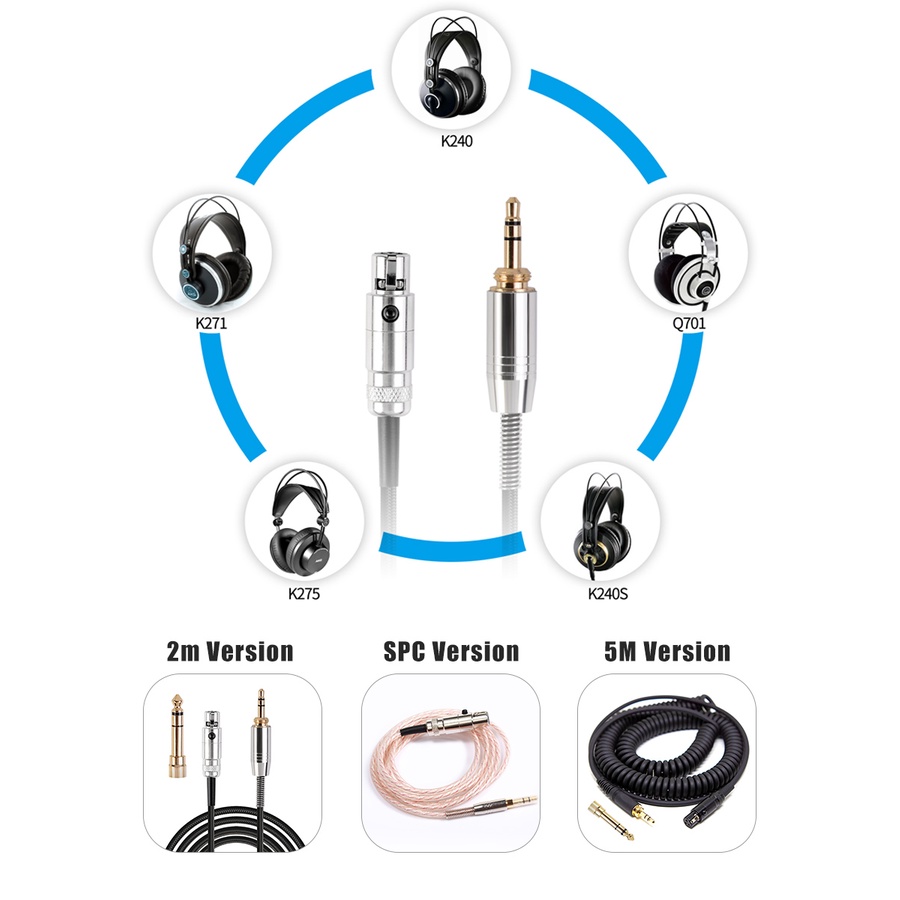 Dây cáp âm thanh thay thế FAAEAL giắc cắm 3.5mm cho XLR AKG K240/K240S/K240MK II/Q701/K702/K141/K171/K181