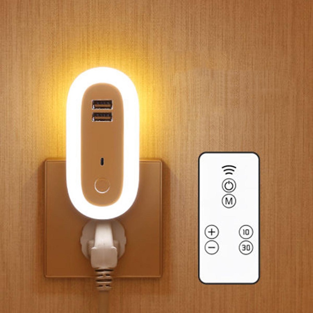 Đèn ngủ thông minh điều khiển từ xa 10 cấp độ, 3 chế độ sáng, tích hợp cổng USB sạc nhanh