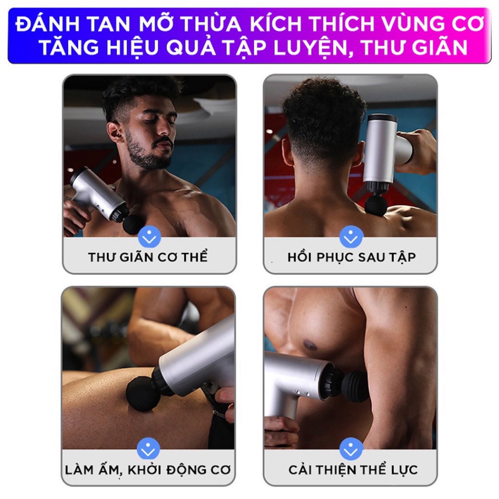 Máy massage cầm tay, Máy đấm lưng rung mát xa giúp giãn cơ bắp đùi chân, đỡ mỏi toàn thân