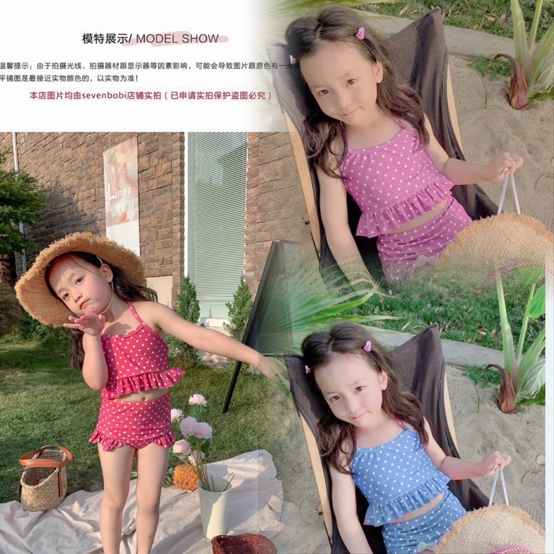Đồ bơi bikini chấm bi cho bé gái
