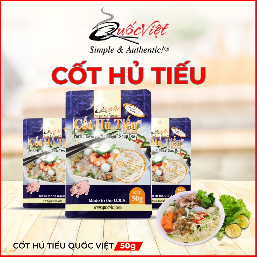 Gói gia vị nấu hủ tiếu Cốt Quốc Việt 50g - nấu được 1.5 L nước dùng- Cốt cô đặc nhập khẩu từ USA