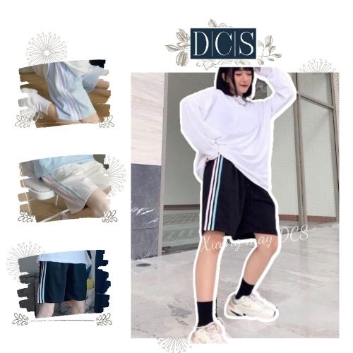 Quần SHORT Nam Nữ 3 Sọc Quần Đùi Thể Thao Unisex Chất Su Mịn Mặc Hè Thoáng Mát Xưởng May DCS