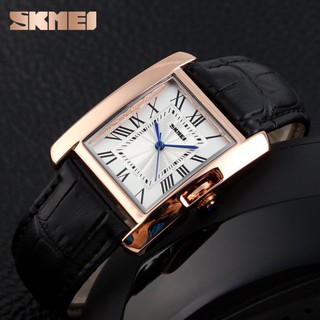 [Flash sales] Đồng Hồ Nữ Mặt Vuông Dây Da SKMEI Cao Cấp - Đen